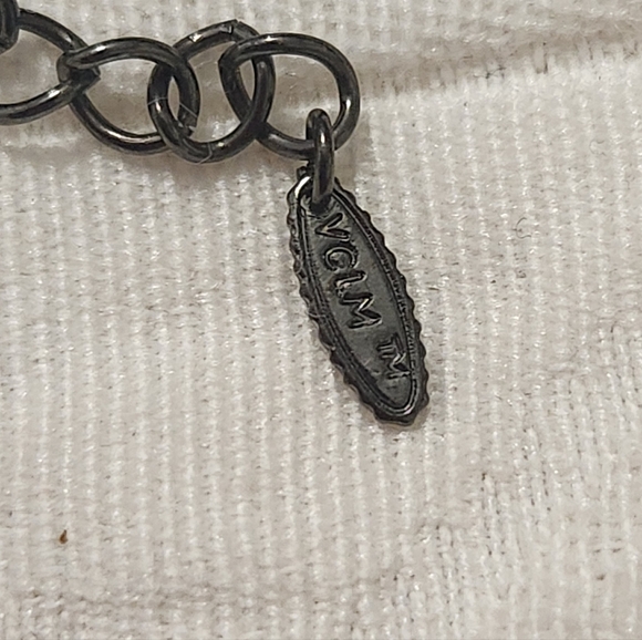 Vintage VCLM Black and Silver Oval Necklace - Picture 7 of 9